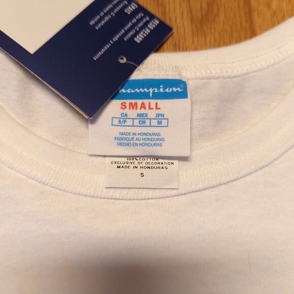 Champion T-Shirt Mens Small Heritage Embroidered Logo White Crewneck - Picture 3 of 5